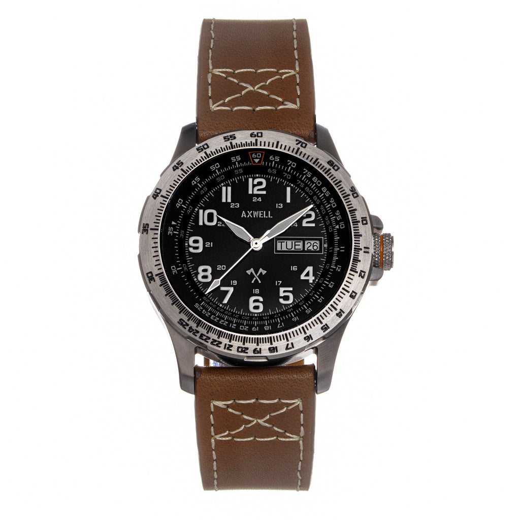 Axwell Blazer Leather Strap Watch - Tan/Black