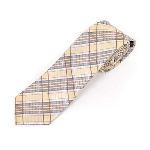 Slim Cream Plaid Tie