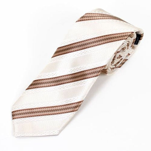 Cream and Brown Slim Tie