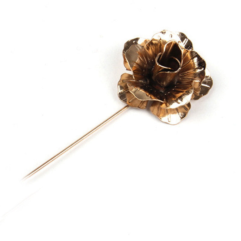 Gold Metallic Floral Lapel Pin