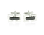 Black Enamel and Rhodium Cufflinks with Dual Brackets