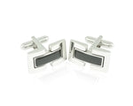 Black Enamel and Rhodium Cufflinks with Dual Brackets