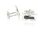 Black Enamel and Rhodium Cufflinks with Dual Brackets