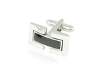 Black Enamel and Rhodium Cufflinks with Dual Brackets